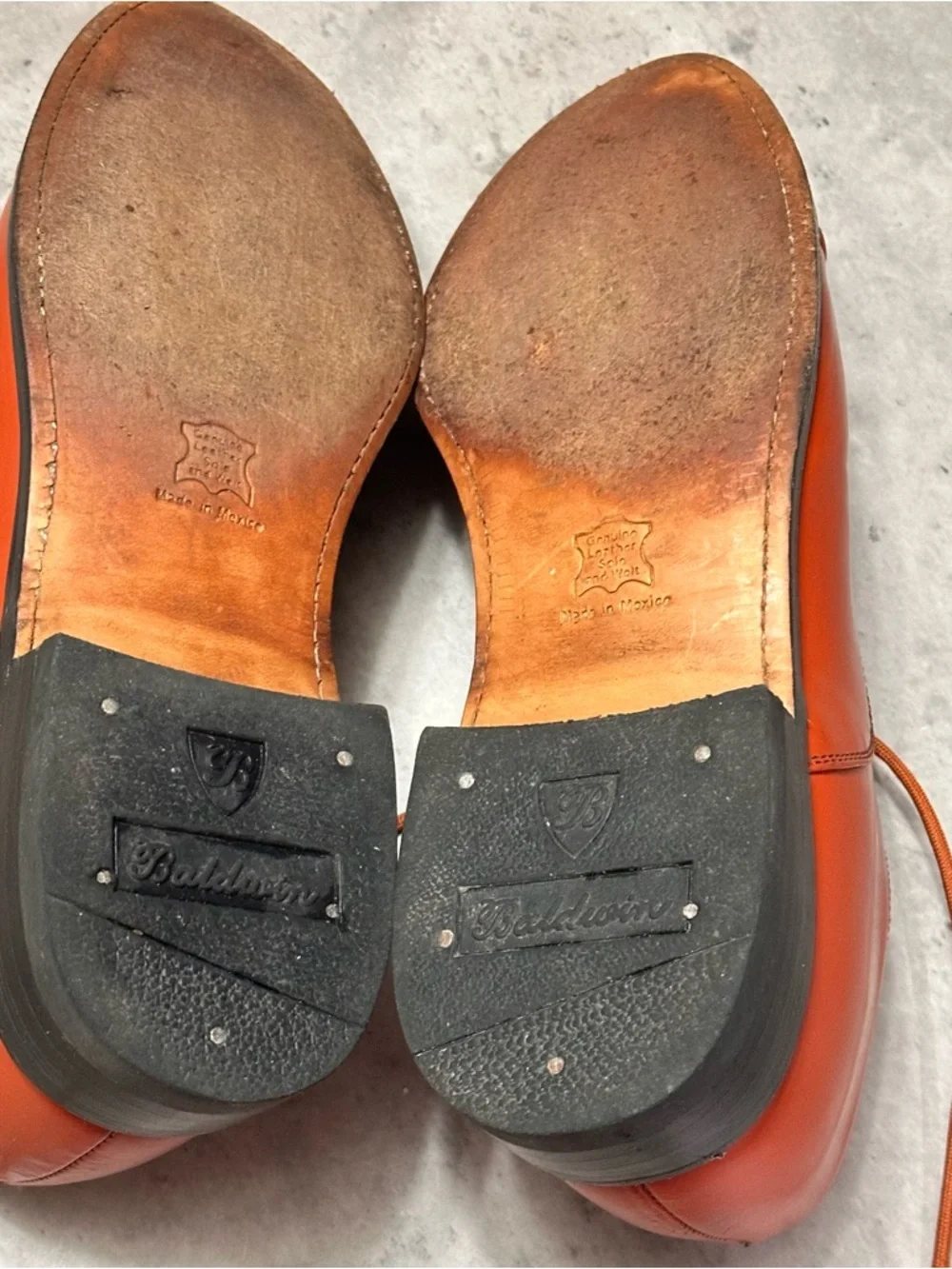 Baldwin Cap Toe Oxford Dress Shoes – Orange Leather – Size 8.5 D - Picture 5 of 6